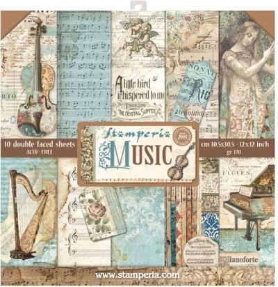 Stamperia Music 12x12 Inch Paper Pack (SBBL48)