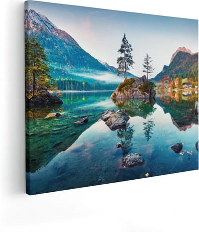 Artaza Canvas Schilderij Landschap - 50x40 cm - Wanddecoratie Bergen - Muurdecoratie Natuur - Kamer Accessoires Bos