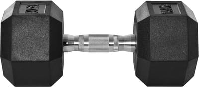 Wishdor - Zeshoekige Halter - Geribbelde Greep - Voor Thuis, Sportschool Of Kantoor - Metaal - Zwart - 1 X 15 Kg
