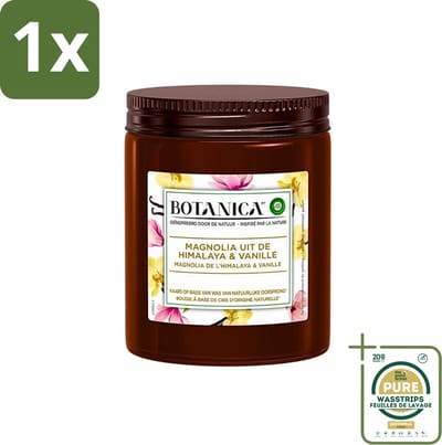 1 x Botanica by Air Wick - Geurkaars - Vanille & Magnolia - 40 Uur Brandduur- Geurkaars - Vanille En Magnolia - Natuurlijke Geur - Luxe Geur - Ontspanning