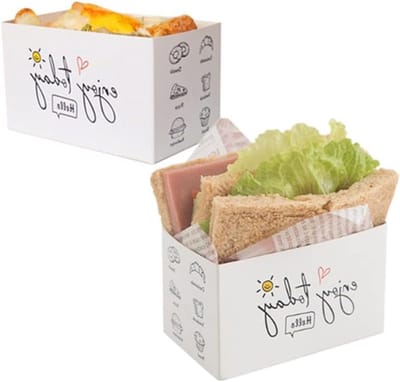 50 Stuks Papieren Afhaaldozen, Mini Burgerdozen, Tray voor Toast en Sandwiches, Verpakking voor Hotdogs, Donuts en Wafels
