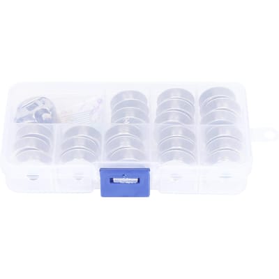 Set de Canettes de Machine à Coudre Métal Accessoire de Remplacement avec Boîte Aiguille Enfile-Aiguille Boîte de Rangement white
