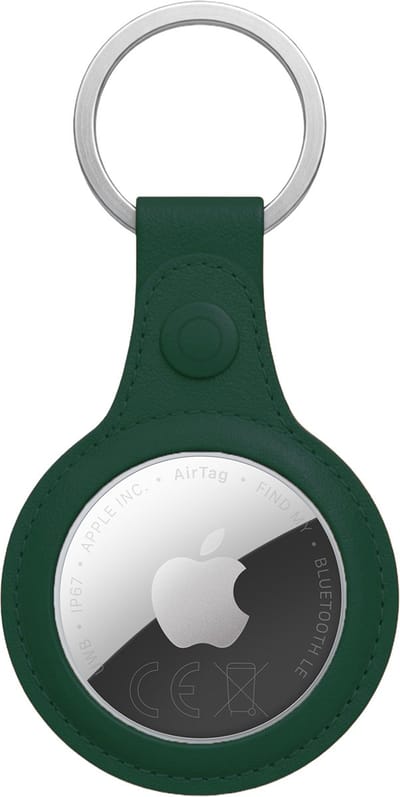 Hoesje Geschikt voor Apple AirTag 2-Sleutelhanger Leer Hoesje Leder Look - Hoesje Geschikt voor Apple AirTag 2e generatie Hanger Sleutelhanger Hoesje - Donkergroen