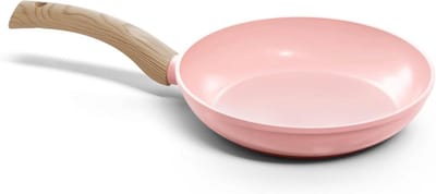 Koekenpan - Koekenpan met anti-aanbaklaag - Vetarm bakken - PFAS-vrij keramische coating - 24 cm - Roze
