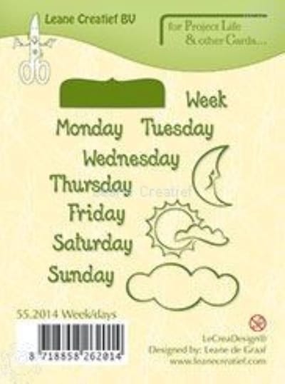 Leane Creatief clearstamp - art. 55.2014 - week/days - weer - planner - journal - dagen van de week - engels - agenda - stempel