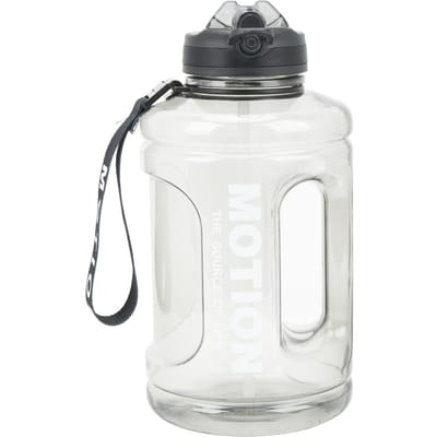 Bouteille d'eau de sport de grande capacité 1500 ml Portable avec marquage de l'échelle Couvercle à clapet Gobelet à paille Rangement d'eau pour le fitness en extérieur noir