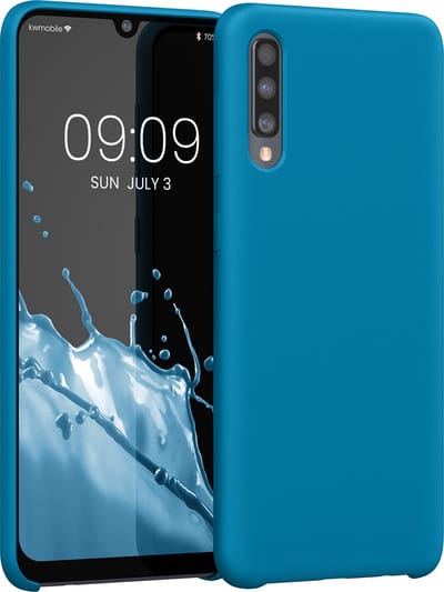 kwmobile telefoonhoesje geschikt voor Samsung Galaxy A50 - Hoesje met siliconen coating - Smartphone case in Caribisch blauw