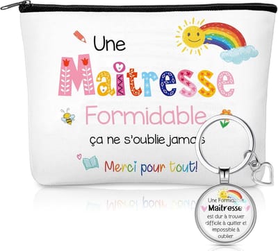 Make-up tas en sleutelhanger - Cadeauset voor leraren - Dankbaarheid tonen - Met oprechte tekst