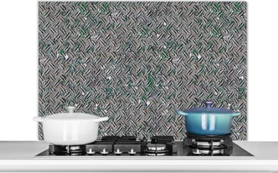 Spatscherm keuken 100x65 cm - Kookplaat achterwand IJzer - Platen - Patroon - Muurbeschermer - Spatwand fornuis - Hoogwaardig aluminium
