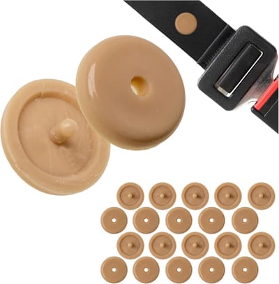 Gordelknop voor autogordel, 10 paar, hard plastic, beige, voor veel autogordels, gordel oprolmechanisme, autogordel klinknagels, autogordel reparatie, reserve onderdeel auto