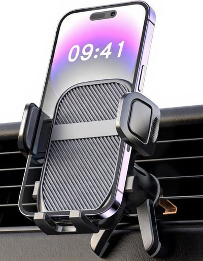 Famanu – Telefoonhouder voor auto ventilatie, haakclip met dubbele ondersteuning, stabiele universele smartphonehouder