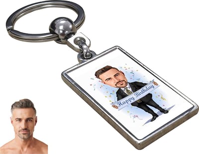 Verjaardag Karikatuur - Gepersonaliseerde Karikatuur Sleutelhanger met Jouw Foto - Cadeau - Verjaardag - Kerst - Kado - Valentijn - Gepersonaliseerd Cadeau