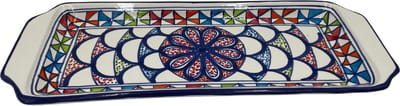 Cake schaal Naoura serveerschaal handgemaakt 35 x 14 cm groen rood blauw | CP.NA.30 | Dishes & Deco