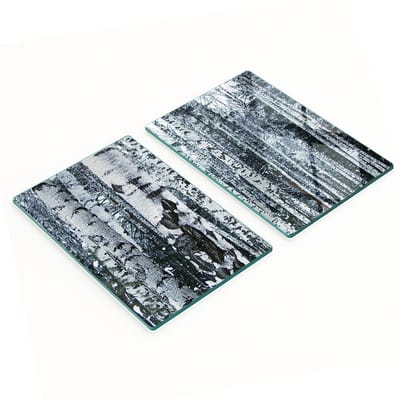 Decoratieve glazen snijplanken voor in de keuken met berkenmotief, 2x40x52 cm