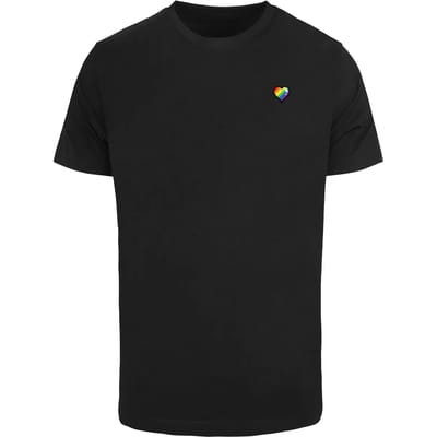 Mister Tee - Glossy Heart Pride Heren Tshirt - S - Zwart