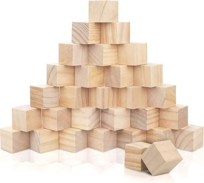 30 Stuks Houten Blokken, Lege Kubussen 3 x 3 x 3 cm, Creatief Knutselmateriaal voor DIY, Spellen en Educatieve Activiteiten