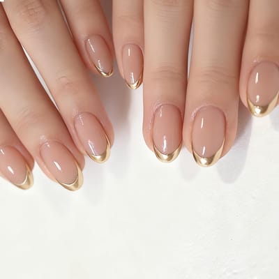 Dailygoods - 24 Stuks Roze Kunstnagels met Gouden Franse Tips voor Manicure