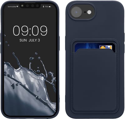 kwmobile telefoonhoesje geschikt voor Apple iPhone 17e / iPhone 16e - Hoesje met pasjeshouder - TPU case in donkerblauw