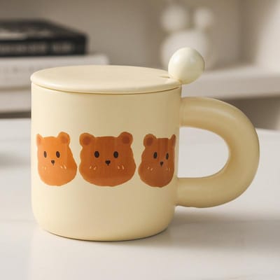 Beer Keramische Mok Schattige Cartoon Creatief Hoog Uitziende Huishoudelijke Koffie Koppels Ontbijt Kop Cadeau 401-500ml