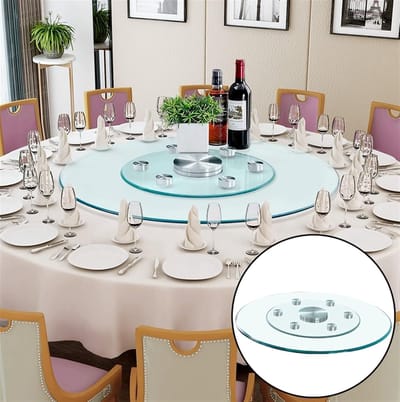 Glazen Draaiplateau - Draaibare Tafel - Tafel Delen - Roestvrijstalen Lagers - 80 cm Diameter - Transparant
