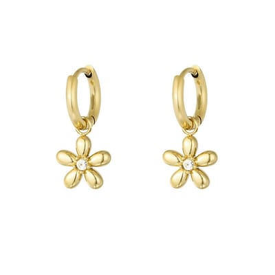 Minimalistische oorbellen met bloemetjes - Yehwang - 2,20 x 1,20 cm - Stainless Steel (verkleurt niet!) - Waterproof earrings - Gouden oorbellen - Dames oorbellen - Nikkel vrij - Kerst cadeau - Sinterklaas cadeau - Kinder oorbellen