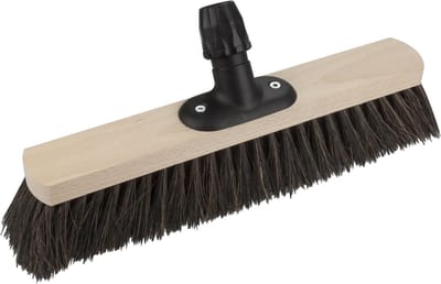 Houten harde straatbezem/buitenbezem Arenga zwart 40 cm - Bezemkop met universele steelhouder - Bezems