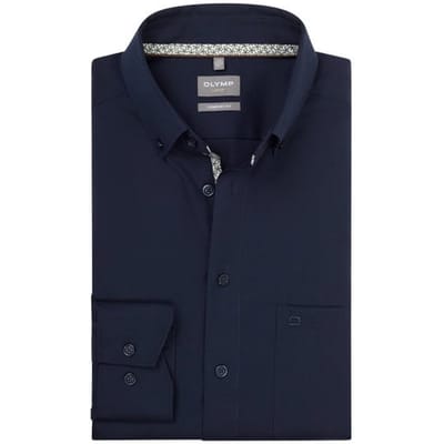 OLYMP Luxor Overhemd, Comfort Fit, Button-down, Marineblauw