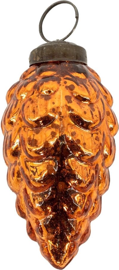 HomeBound by KY | Glazen kerstbal dennenappel copper | 5x5x5cm | kerstbal