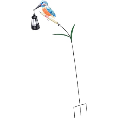 Décor de Jardin pour Oiseaux Statue d'Oiseau Solaire en Métal avec Lumière Solaire pour Jardin Patio Pelouse Cour Paysage Vacances Extérieur
