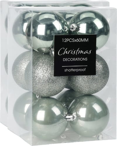 Christmas Decoration kerstballen 24x -6 cm-kunststof -mint groen