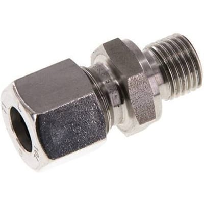 G 1/4'' Buitendraad x 10L RVS Rechte Snijring Koppeling met FKM Afdichting 315 Bar DIN 2353 - FL2S-MC-STFP-014G-10-L