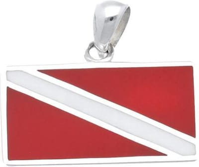 Zilveren Duikvlag rood-wit kettinghanger