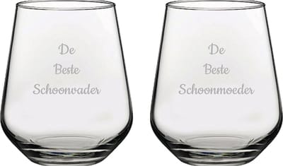 Gegraveerde Drinkglas 42,5cl De Beste Schoonvader- De Beste Schoonmoeder