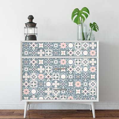 Meubeldecoratiestickers - Zelfklevende stickers voor keuken en woonkamer - 30 meubelstickers met cementtegelmotief van Frankie - 30 stickers 20x20cm