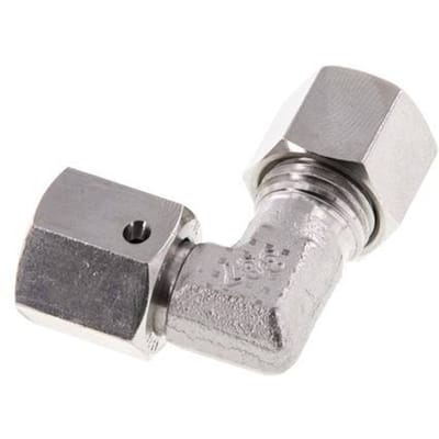 M14x1.5 x 8L RVS Verstelbaar L-Fitting 90graden met Afdichtconus en O-ring 315 Bar DIN 2353 - FL2E-NC-STFP-14-08-LO
