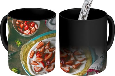 Magische Mok - Foto op Warmte Mokken - Koffiemok - Aardbei - Rustiek - Fruit - Rustiek Bloemen - Magic Mok - Beker - 350 ML - Theemok