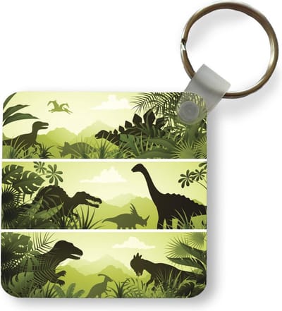 Sleutelhanger - Uitdeelcadeautjes - Dinosaurus - Jungle - Illustratie - Kinderen - Jongens - Kindje - Plastic