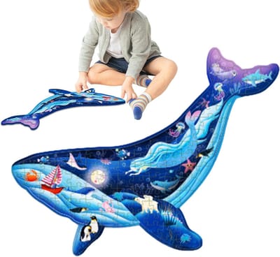 Kinderpuzzel Zeedieren - Vloerpuzzel Educatief - Ontwikkelingsactiviteit Thuis - Lichtgevend in Donker - 106 Delen