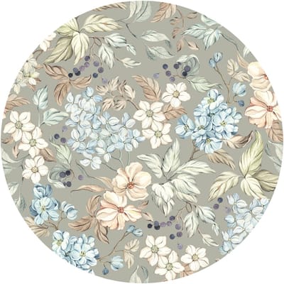 Voorgelijmd vliesbehang met gigantische muurschilderingen - LANDELIJKE BLOEMGESCHIEDENIS WATERCOLOR COMPOSITION - 90x90cm