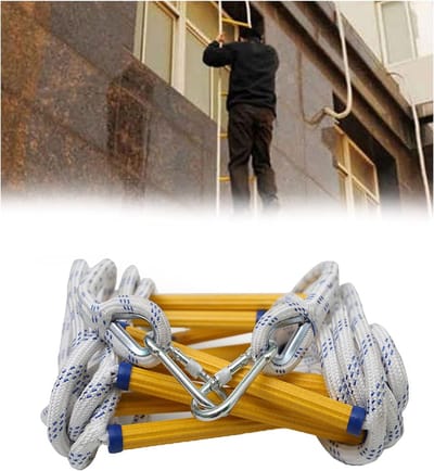 Touwladder Noodladder - Vlamvertragend Materiaal - Veilige Evacuatie - Hoge Draagkracht - 3 Meter Lengte - Wit