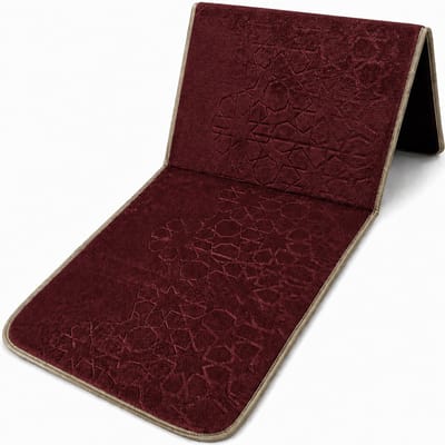 Baraka Treasures Gebedskleed met Rugleuning - Opklapbare Gebedskleed - Gebedskleed met Rugsteun - Opvouwbare Gebedsmat - Sterren Design - Inclusief Tas - Sajada - Seccade - Eid Cadeau - 110cm x 55cm - Rood