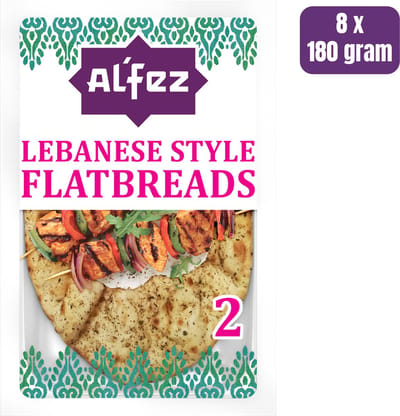 Al’Fez Libanees Flatbread - 8 x 180 gram - Libanese Wrap - Vegetarisch - Za’atar Kruiden - Tandoor Gebakken Wraps - Voordeelverpakking