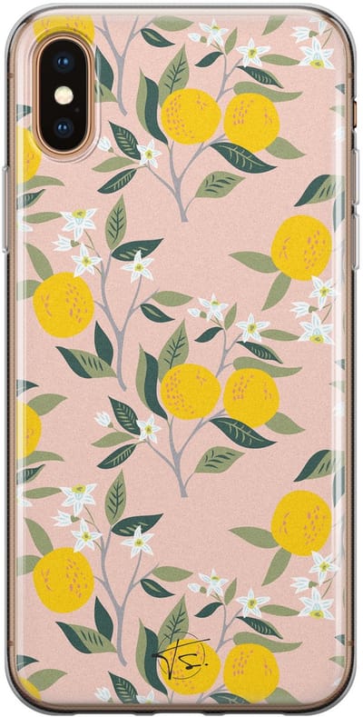 Hoesje geschikt voor iPhone Xs Max - Citroenen - Soft Case - TPU - Natuur - Geel - Mooie Telefoonhoesjes