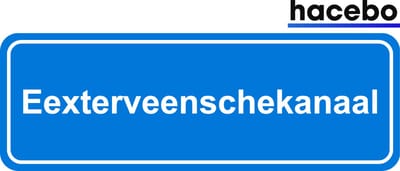 Hacebo - Plaatsnaam Sticker - 29x10 CM - Eexterveenschekanaal sticker - Verkeersborden sticker - grappige cadeaus - Eexterveenschekanaal