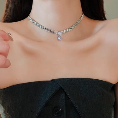 Koreaanse Stijl Prachtige Kristallen Choker Kettingen Ketting Voor Vrouwen Meisjes Mode Elegante Dame Feest Banket Strass Sieraden brown