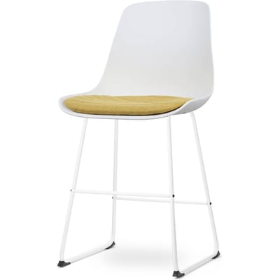 Nolon Nino-Liv Barkruk Wit met Okergeel Zitkussen - Wit Onderstel - 65 cm - Kookeiland - Barkruk met Rugleuning