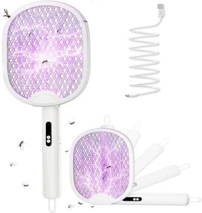 Elektrische Vliegenmepper - Oplaadbare Muggenmepper met UV-Licht - Opvouwbare Insectenverdelger - 1200mAh - Voor Binnen en Buiten