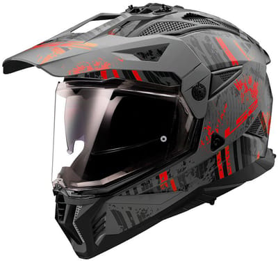 LS2 MX702 Pioneer II Crazy Zwart Rood Adventure Helm - Maat M - Helm