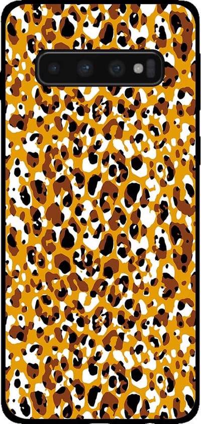 Smartphonica Telefoonhoesje voor Samsung Galaxy S10 met panterprint - TPU backcover met luiaardprint - Bruin geschikt voor Samsung Galaxy S10