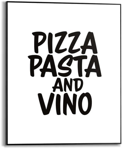 Schilderij Pizza, Pasta and Vino - 50 x 40 - Hout - REINDERS
